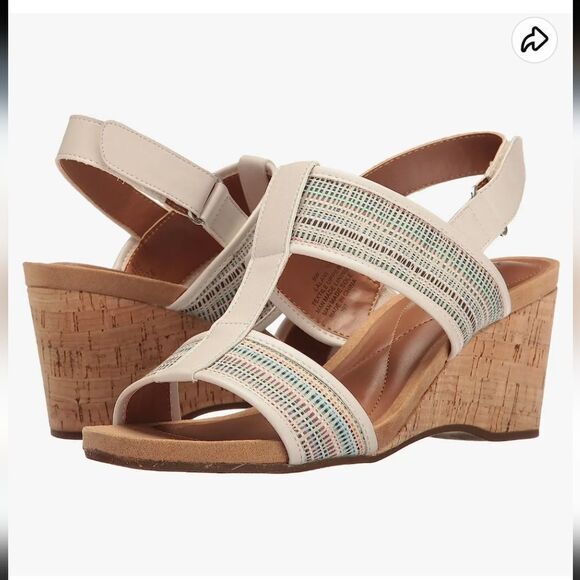 EASY SPIRITS BACK STRAP OPEN TOE MULTI-COLOR WEDGE STYLE SANDAL - Picture 1 of 16